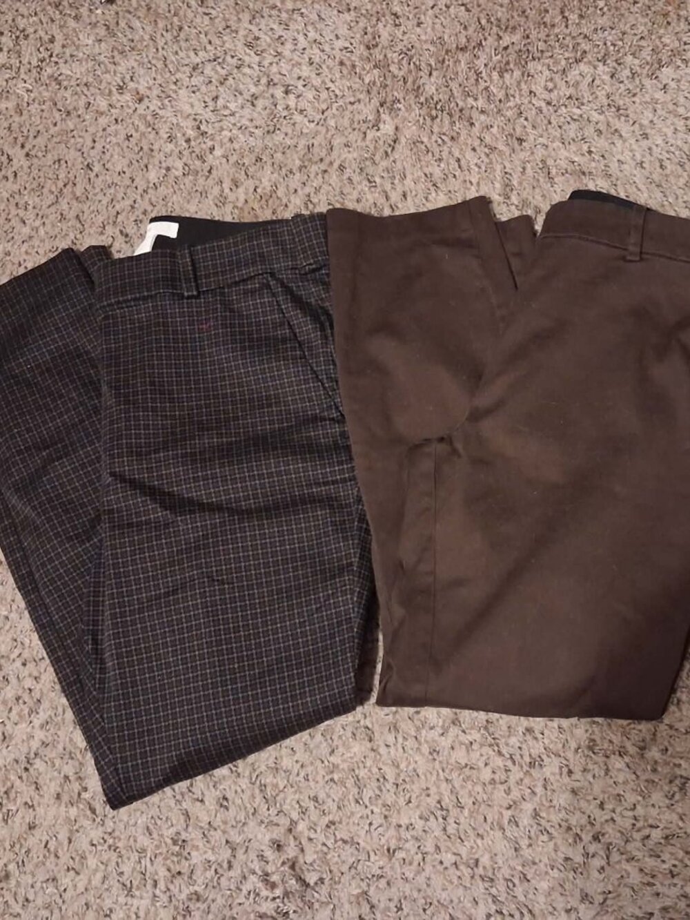 H&M Pants Pull On Size 10 Brown Plaid Women's